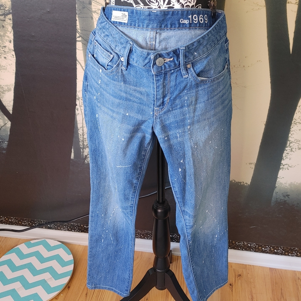 Gap Always Skinny White Splattered Jeans